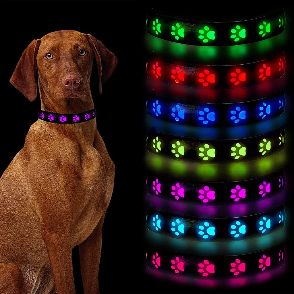 Qpets Dog Collar for Large Dog, 7 Colours LED Dog Collor Light Up Dog Collar USB Rechargeable Quick Release Buckle, Adjustable Size PVC Leather Dog Collar, Dog Neck Collar(Size: L) Qpets Dog Collar for Large Dog, 7 Colours LED Dog Collor Light Up Dog Collar USB Rechargeable Quick Release Buckle, Adjustable Size PVC Leather Dog Collar, Dog Neck Collar(Size: L)